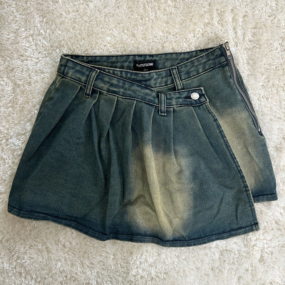 PLT Distressed Denim Mini Skirt